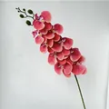 Pink 9-head artificial orchid spray with realistic feel and detailed flower buds - Grapefruit Color