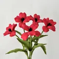 Ramo de 5 tulipanes rojos de PU realistas para decoración de hogar y bodas - Rojo