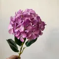 Ortensia artificiale realistica con sfumature viola e foglie verdi per decorazione - Viola rosato