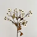 Artificial white daisy stem with vintage brown foliage and dark centers for home decor - White