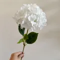 Realistische witte 3D-geprinte hortensiabloem met groene bladeren voor huisdecoratie - Puur wit