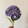 Hortensia artificial púrpura con pétalos de seda y hojas verdes para decoración hogar - Púrpura profundo