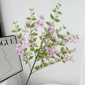 Rama de cerezo artificial en rosa claro con hojas verdes realistas para decoración - Violeta Claro