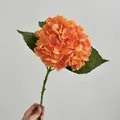 Lifelike artificial orange hydrangea stem with realistic texture for floral arrangements - Orange
