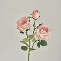 Vintage kunstmatige rozenzak met drie koppen in roze en groen blad voor decoratie - Roze