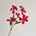 Artificial red fire orchid spray with five blooming silk heads for home floral decor - Red
