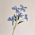 Artistic oil-painting style faux orchid spray with five vibrant blue silk petals - Blue