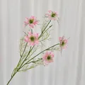 Künstliche Nigella Damascena Zweig mit fünf rosa Blütenköpfen und feinen grünen Blättern - Rosa