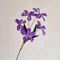 Enkele steel paarse kunstmatige orchidee in olieverfstijl met vijf zijden bloemhoofdjes - Donkerpaars