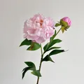 Tige de pivoine artificielle rose avec une grande fleur épanouie et un petit bouton fermé - Rose Clair