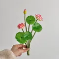 Ramo de loto rosa artificial con flores y hojas verdes para decoración del hogar - Rosa Degradado