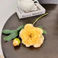Tige de pivoine artificielle unique en dégradé orange-jaune aux pétales réalistes - Jaune