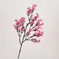 Artificial silk cherry blossom branch with light pink petals and dark brown stem - Deep Pink