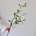 Elegant long branch of white artificial jasmine flowers for home and living room decor - White