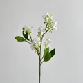 Lifelike single stem white jasmine artificial flower with green leaves for home decor - White