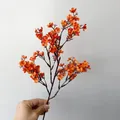 Artificial coral orange silk flower bouquet with multi-forked stems for home decor - Bright Orange