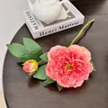 Hoogwaardige kunstmatige roze zijden pioenroos met bloemhoofd en kleine knop - Watermeloen Rood