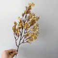 Artificial golden flower branches with grid texture leaves for home wedding decor - Gold