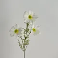 Künstlicher weißer Gänseblümchenzweig mit drei naturgetreuen Seidenblüten und Stielen - Weiß