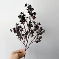 Single stem black artificial Gypsophila flower bunch with deep reddish-brown branches - Black