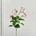 Camélias artificiels roses à douze têtes et feuilles vertes pour décoration intérieure - Camélia Rose Artificiel Multi-têtes / Rose