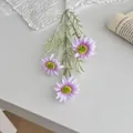 Artificial purple silk daisy branch with three flower heads for home decoration - Light Purple
