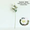 White Lisianthus artificial flower stem, 70cm long with 3 blossoms and 1 bud - White