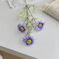 Artificial purple cosmos flower branch with three blooms for home table decoration - Deep purple