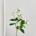 Bouquet artificiel avec 12 têtes de camélia blanc et feuilles vertes réalistes - Camélia Blanc Artificiel Multi-têtes / Blanc