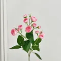 Bouquet de camélia artificiel rose 12 têtes avec pétales en soie et feuilles vertes - Camélia Rouge Rose Artificiel Multi-têtes / Rose rouge