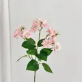 Elegant artificial pink begonia jasmine flower branch with lush green leaves - Light Pink
