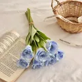 Mazzo di campanule artificiali blu chiaro con 6 capolini e legatura in corda naturale - Blu