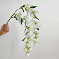 Branche de fleur de muguet artificielle blanche avec longue tige pour décor de mariage - Blanc