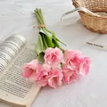 Bouquet di fiori Eustoma artificiali rosa con cinque teste per decoro elegante - Rosa Chiaro
