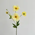 Artificial yellow butterfly ranunculus flower stem with three blooms and buds - Yellow