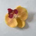 Artificial yellow orchid flower head with purple center for DIY hairpins and crafts - Yellow