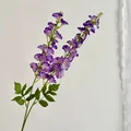 Artificial purple larkspur branch with two blooming stems for home and wedding decor - Deep purple