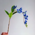 Rama de jazmín azul artificial con hojas verdes para decoración de paredes de hogar - Brocheta individual / Azul