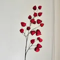 Rote künstliche Physalis-Zweige für elegante Dekoration mit realistischer Stofftextur - Rot