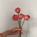Vintage pink artificial rose bouquet with four stems for retro home table decoration - Orange
