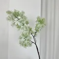 Artificial asparagus fern branch with green-white gradient leaves for home decor - White