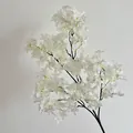 Elegant white artificial lilac branch with multiple flower clusters for home and wedding decor - White