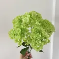 Single bunch of light green artificial hydrangea with realistic petals and leaves - Green