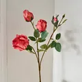 French oil painting style artificial red rose bouquet for wedding scene and home decor - Deep Pink