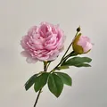 Tige unique de pivoine artificielle rose avec tête fleurie et feuilles vertes - Vieux rose