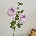 Artificial purple peony stem with two blooming flowers and two green buds for home decor - Gradient Purple