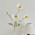 Amapola de Islandia artificial blanca realista con tallo flocado y pétalos de seda - Blanco