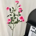 Rosas artificiales de seda rosa con múltiples cabezas para decoración elegante del hogar - Rosa Roja