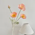 Rama de amapola de Islandia artificial con tres flores naranja claro y tallos - Rosa Coral