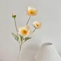 Amapola de Islandia artificial color crema con tallo flocado para decoración del hogar - Champaña Claro